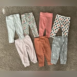 7 pairs of baby girl leggings, 12 month
